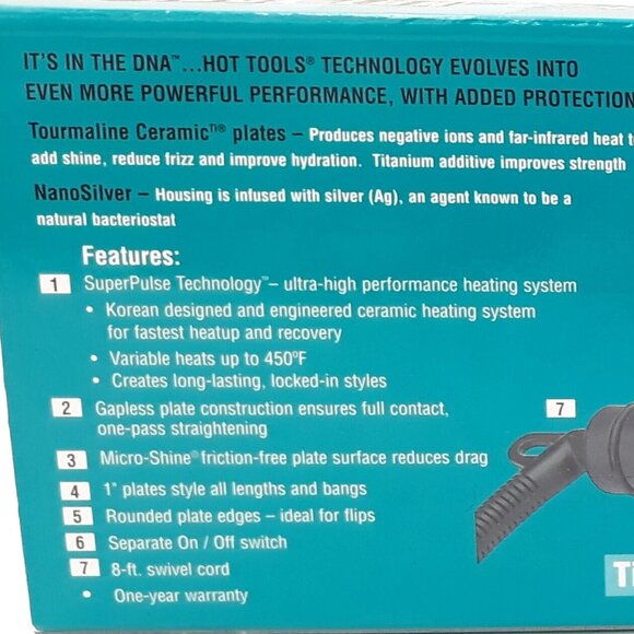Hot Tools Helix 1" Flat Iron Supertool Ceramic Tourmaline Ionic Nanosilver 4200 - Picture 5 of 6